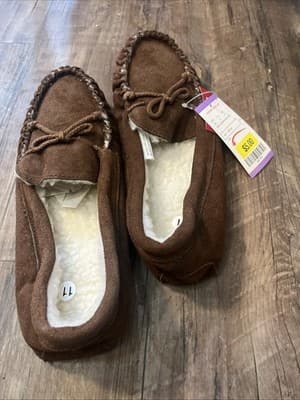Men’s Size 11 Brown Suede Moccasins - Image 1