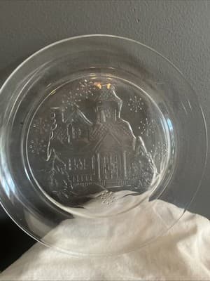 ARCOROC France “Welcome Home” Christnas Scene Glass Dessert Plates - Image 1