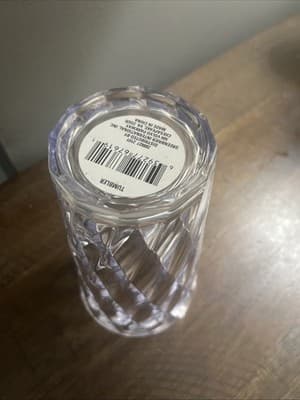 Tall Acrylic Drink Tumbler Textured Diamond Pattern Smoke Grey Plastic 24 fl oz - Thumbnail 4