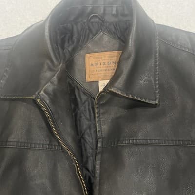 Arizona Jean Company Black Leather Jacket Men's Size XLarge Premium Denim - Thumbnail 2