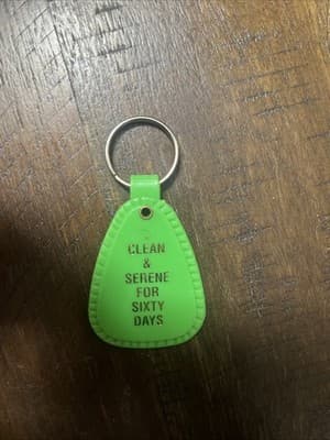 RARE NA Narcotics Anonymous Recovery Chip Token Keychain- Green Plastic 60 Days - Thumbnail 2