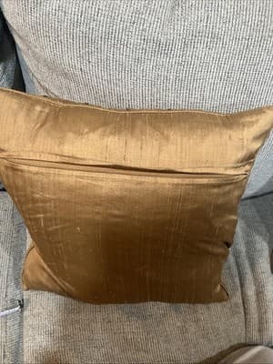 Set Of Two Gold Decorative Pillows With Diamond Pattern And Sequence 15”x15” - Thumbnail 5