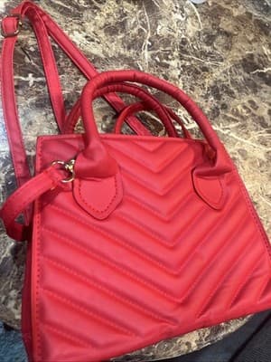 Rose Red Leather Cross Body Bag With Adjustable Strap - Thumbnail 4