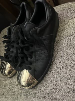 Size 7-adidas Superstar Metal Toe Black Gold Metallic W - Thumbnail 2