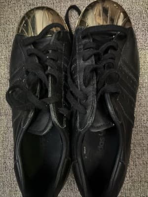 Size 7-adidas Superstar Metal Toe Black Gold Metallic W - Thumbnail 4