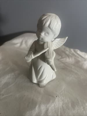 Porcelain Angel Figurine with Harp - Image 1
