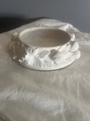 White Ceramic Floral Design Napkin Ring Holder - Image 1
