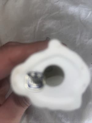 White Porcelain Bisque Angel Playing Cymbals with Gold Accents ~ Unmarked - Thumbnail 3