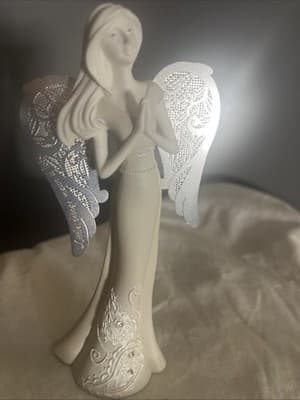 Elegant Angel Figurine with Embossed Wings Design - Thumbnail 2