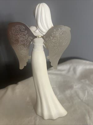 Elegant Angel Figurine with Embossed Wings Design - Thumbnail 3