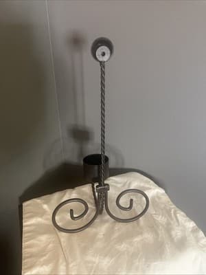 Wrought Iron Toilet Paper Holder Stand with Decorative Scroll Design - Thumbnail 3
