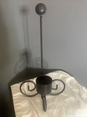 Wrought Iron Toilet Paper Holder Stand with Decorative Scroll Design - Image 1