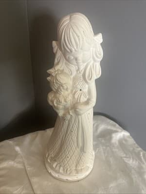 Vintage Porcelain Girl Figurine with Cat and Bow Details - Image 1