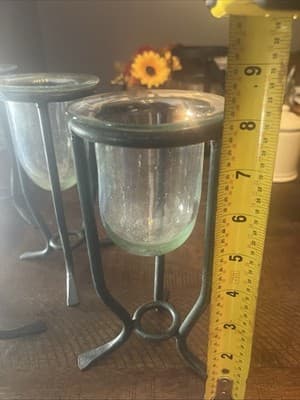 Clear Glass Votive Candle Holders with Metal Stands Set of 5 - Thumbnail 2