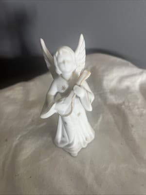 Porcelain Angel Figurine with Mandolin - Image 1