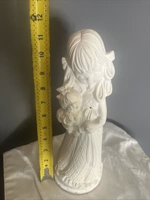 Vintage Porcelain Girl Figurine with Cat and Bow Details - Thumbnail 2