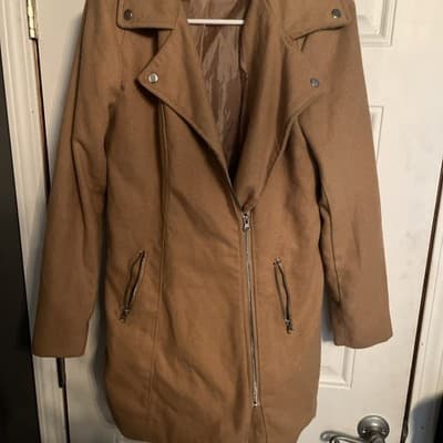 Charlotte Russe Tan Women’s Medium Polyester/wool Pea Coat Mid Length - Thumbnail 3
