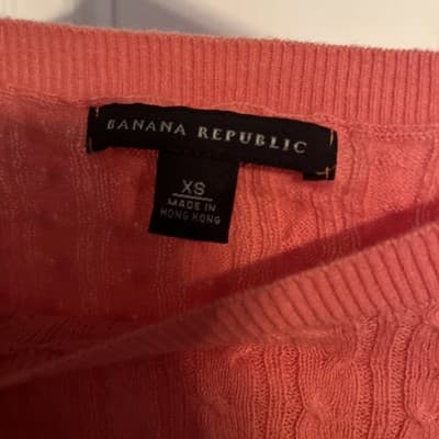 Women’s XS Banana Republic Pink Lined Ribbed Pattern Long Sleeve Top - Thumbnail 3