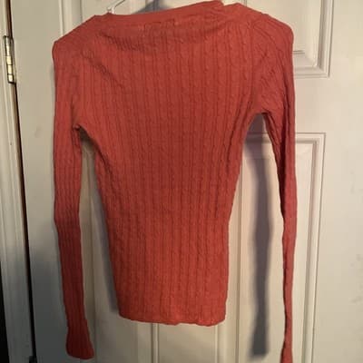 Women’s XS Banana Republic Pink Lined Ribbed Pattern Long Sleeve Top - Thumbnail 2