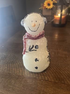 Vintage Wax Christmas Snowman Candle 6.5 Inches Tall Made In Taiwan - Image 1