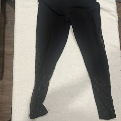 Victoria Secret Black And Gold Sheer Leggings Size Large Women’s Sport Activewea - Image 1