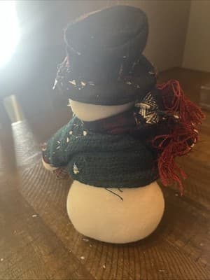 Festive Snowman Figurine with Scarf and Hat Decoration - Thumbnail 2