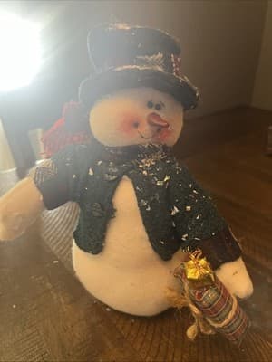 Festive Snowman Figurine with Scarf and Hat Decoration - Image 1