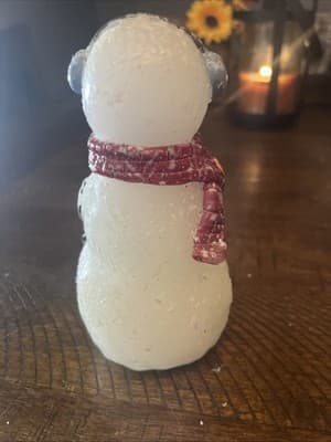 Vintage Wax Christmas Snowman Candle 6.5 Inches Tall Made In Taiwan - Thumbnail 2