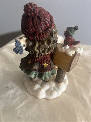Christmas Figurine Girl with Letter to Santa and Mailbox Scene - Thumbnail 2