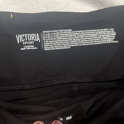 Victoria Secret Black And Gold Sheer Leggings Size Large Women’s Sport Activewea - Thumbnail 2