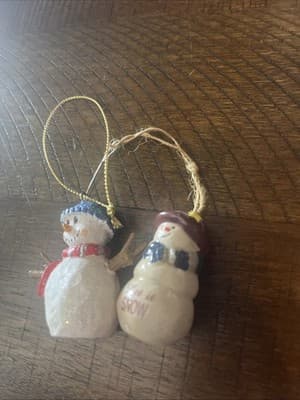 Pair of Snowman Christmas Tree Ornaments Holiday Decor - Thumbnail 2