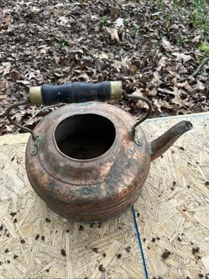 Antique Copper Kettle Farmhouse Decorative Large Teapot No Lid Top - Thumbnail 3