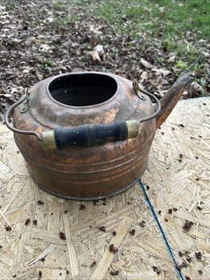 Antique Copper Kettle Farmhouse Decorative Large Teapot No Lid Top - Image 1
