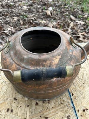 Antique Copper Kettle Farmhouse Decorative Large Teapot No Lid Top - Thumbnail 2
