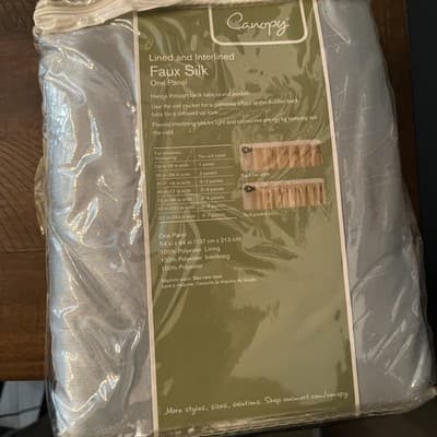 Sheer Panel Ivory Attached Valance Lined with Clear Beads 56" x 84" Natural NEW - Thumbnail 4