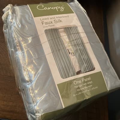 Sheer Panel Ivory Attached Valance Lined with Clear Beads 56" x 84" Natural NEW - Image 1