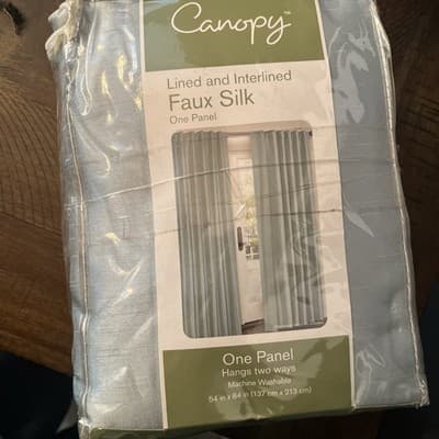 Sheer Panel Ivory Attached Valance Lined with Clear Beads 56" x 84" Natural NEW - Thumbnail 3