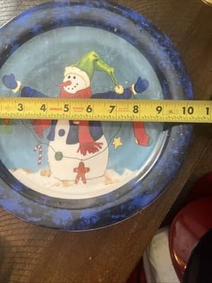 The Christmas Or Winter Snowman Enamelware Large Dish 10.5” - Thumbnail 2