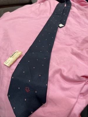 Christian Dior Italian Tie Navy Blue, White And Red NWT - Image 1