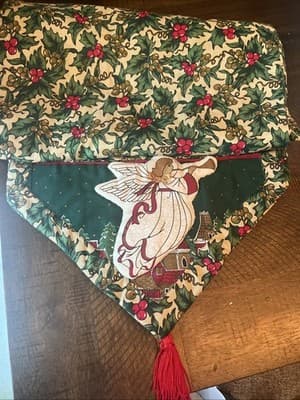 Christmas Table Runner With Holly’s And Angels - Thumbnail 2