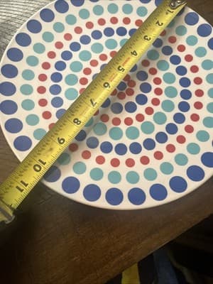 Tabletop Melamine Plate~White/ Multi-Color Dots - Thumbnail 3