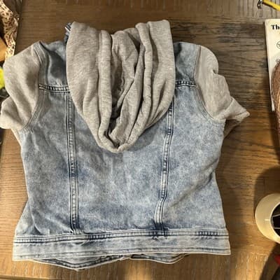 Aerospostale Denim And Grey Hooded Jacket Woman’s Small Jacket - Thumbnail 3