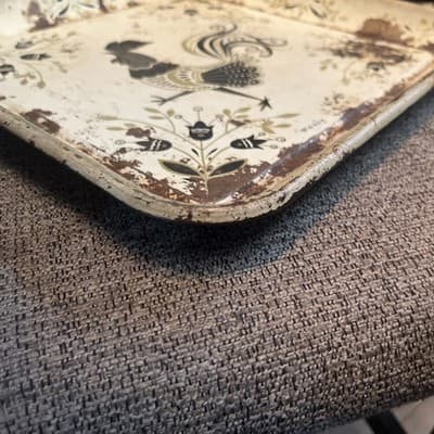 Vintage Maxey Toleware Square Serving Tray Platter Chicken Rooster 13” - Thumbnail 3