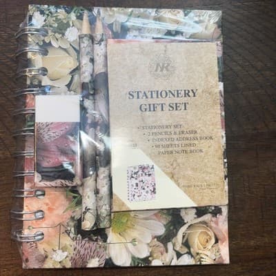 Vintage Once Upon A Rose Stationery Set – Spiral Notebook Address Book 2 Pencils - Image 1