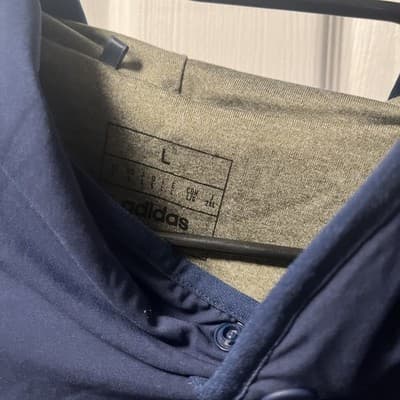 Adidas Large Navy And Grey Hooded Pullover Zip Up Sides - Thumbnail 4