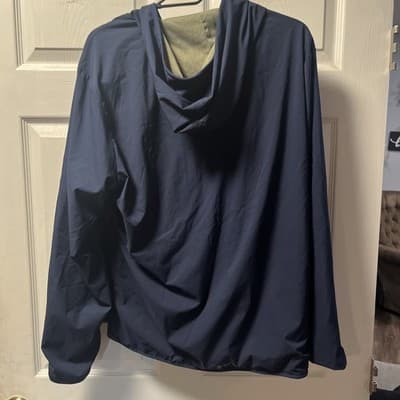 Adidas Large Navy And Grey Hooded Pullover Zip Up Sides - Thumbnail 5