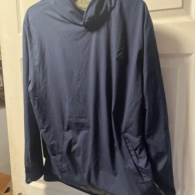 Adidas Large Navy And Grey Hooded Pullover Zip Up Sides - Image 1