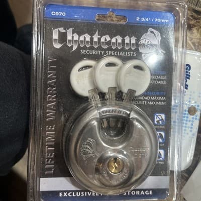 Chateau Padlock Stainless Steel Heavy Duty 3 Keys Round Disc Lock Chateau C-970 - Image 1