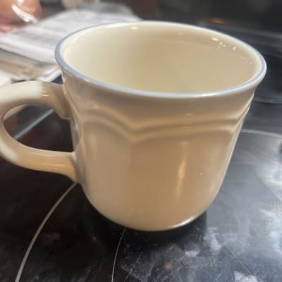 Cordella Stoneware Mug Floral Pattern Beige Blue Brown With Handle - Thumbnail 3