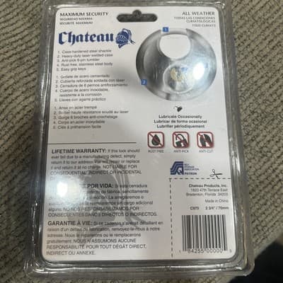 Chateau Padlock Stainless Steel Heavy Duty 3 Keys Round Disc Lock Chateau C-970 - Thumbnail 2